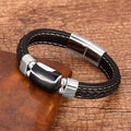 BRACELETE COURO CHARM MASCULINO