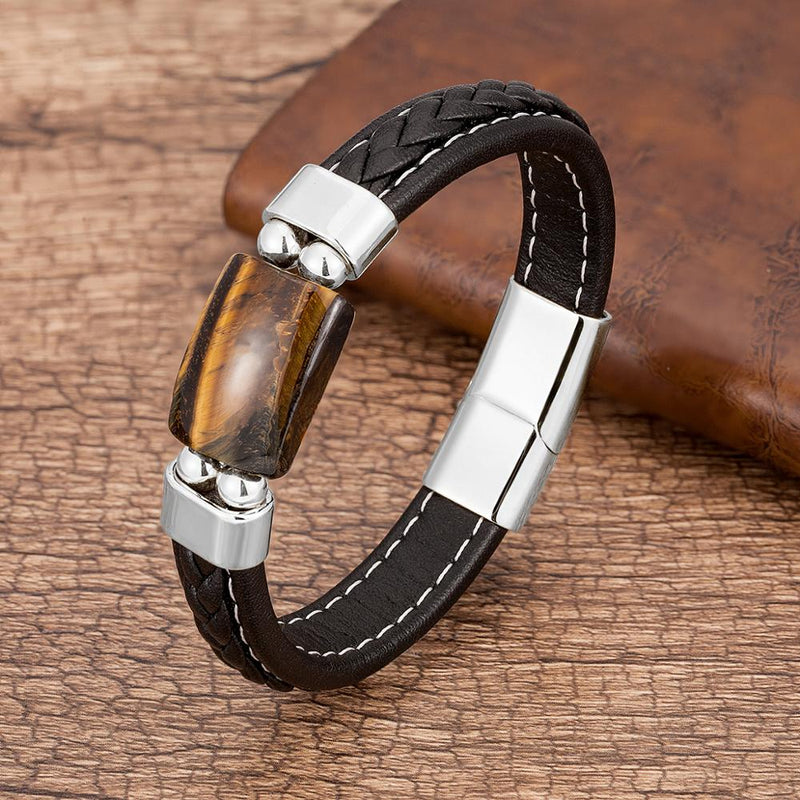 BRACELETE COURO CHARM MASCULINO