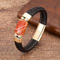 BRACELETE COURO CHARM MASCULINO